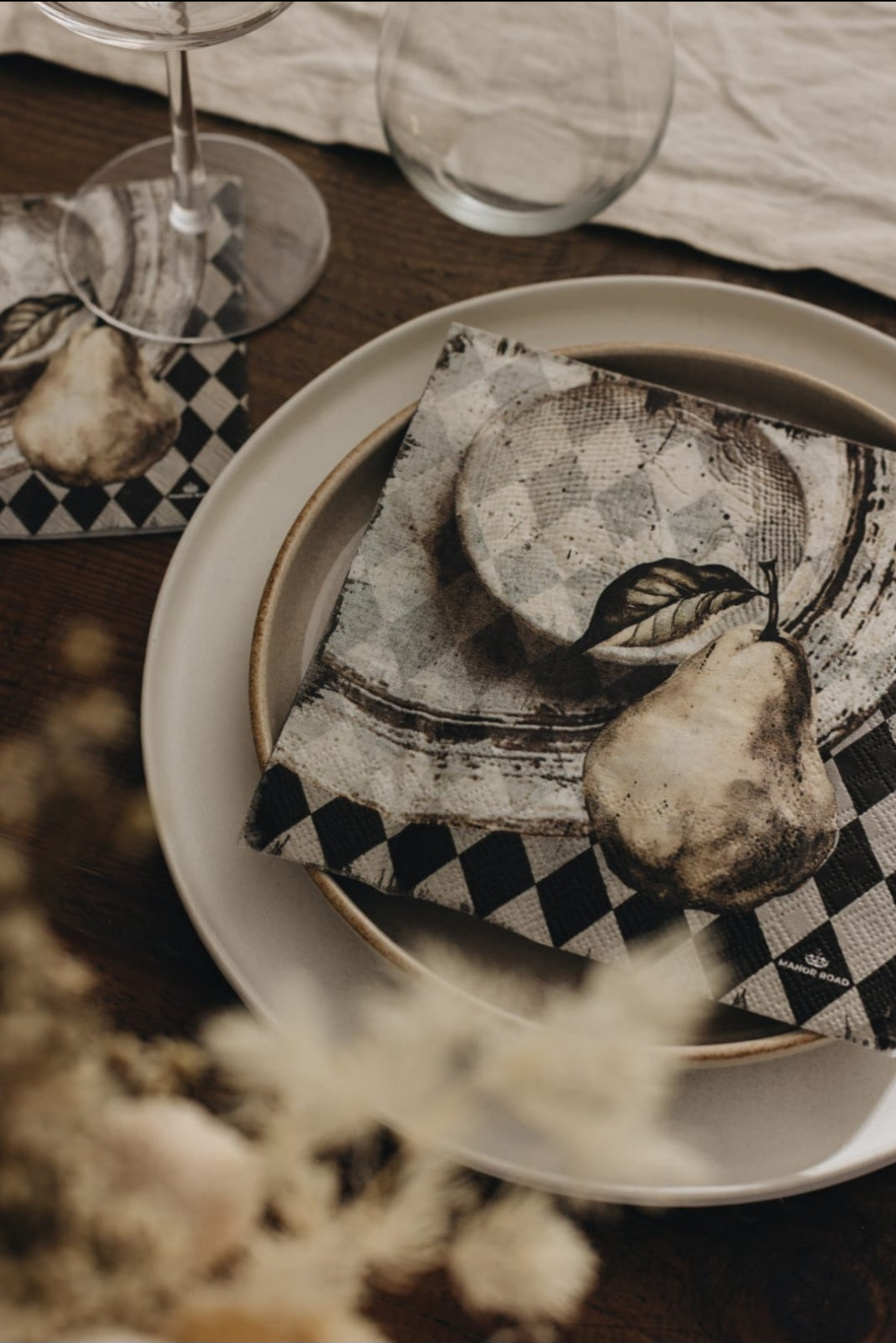 Manor Road Cocktail Pear & Plate Napkins